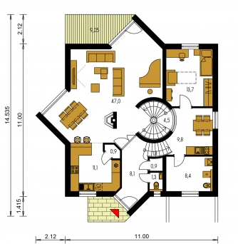 Mirror image | Floor plan of ground floor - PRESTIGE 210